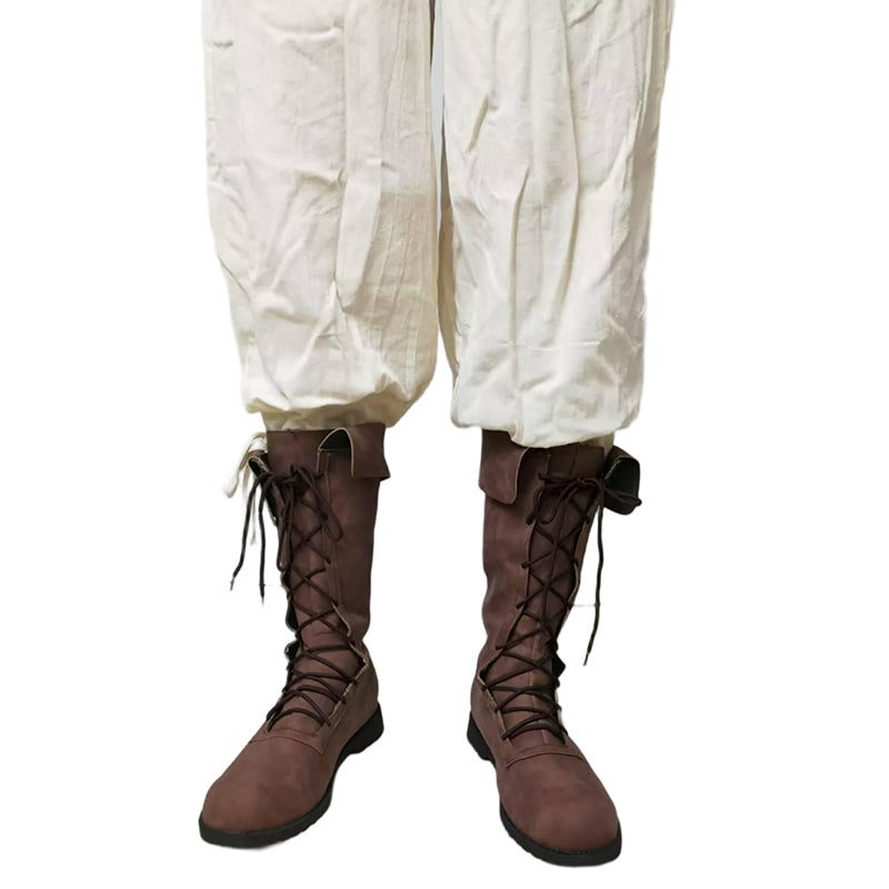 Men's medieval renaissance lace-up knee high boots