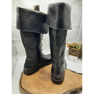Black Men's medieval renaissance lace-up knee high boots