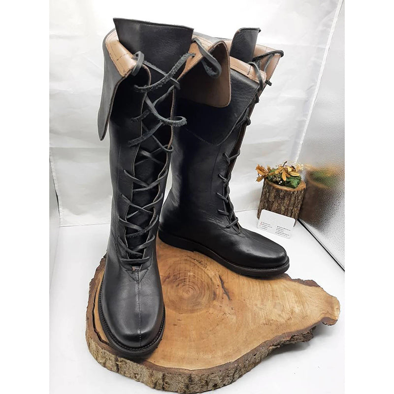 Men's medieval renaissance lace-up knee high boots