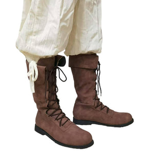 Men's medieval renaissance lace-up knee high boots