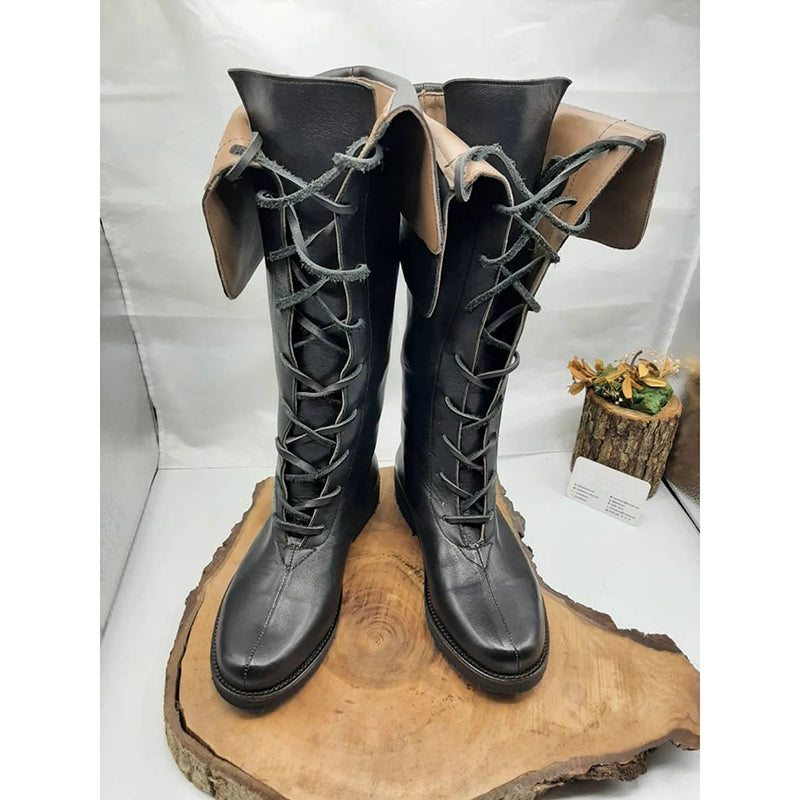 Men's medieval renaissance lace-up knee high boots