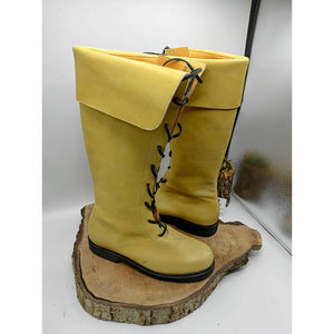 yellow Men's medieval renaissance lace-up knee high boots