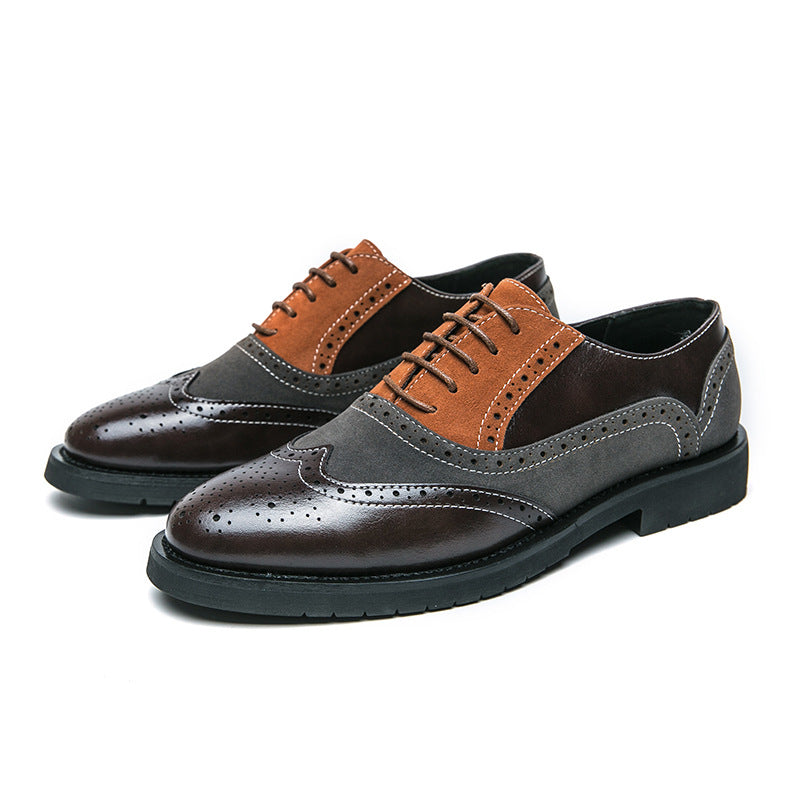 brown Men's patchwork brogue derby shoes