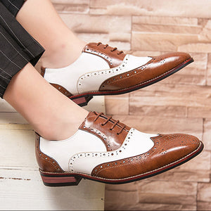 Men's patchwork wingtip brogue oxfords shoes