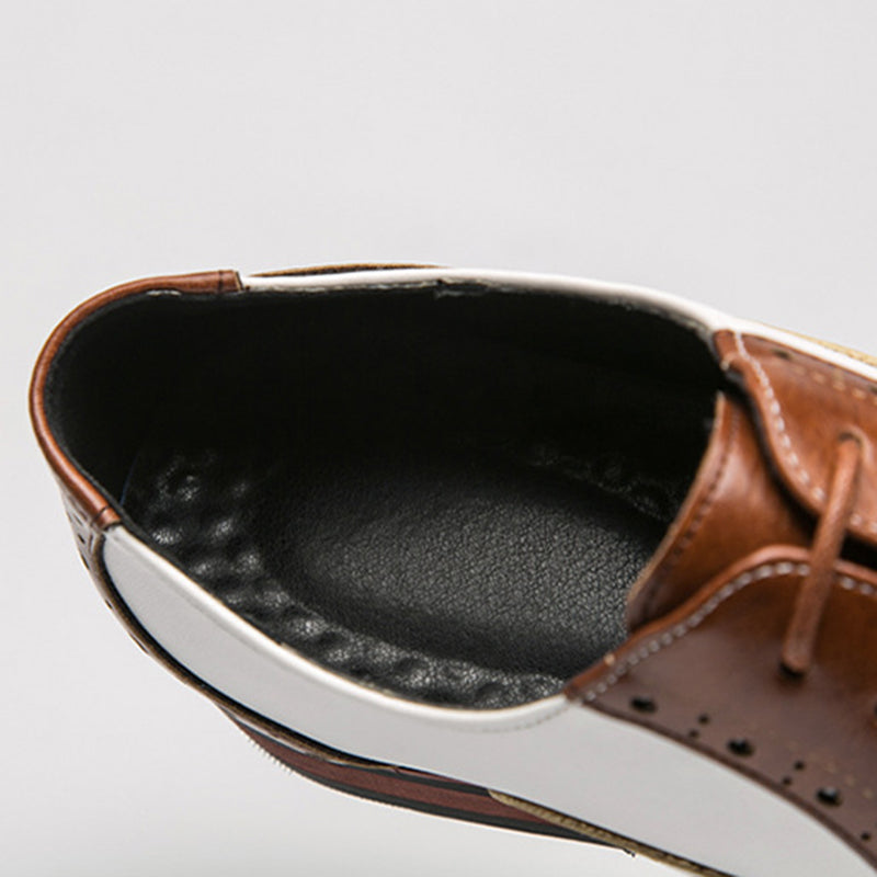 brown Men's patchwork wingtip brogue oxfords shoes