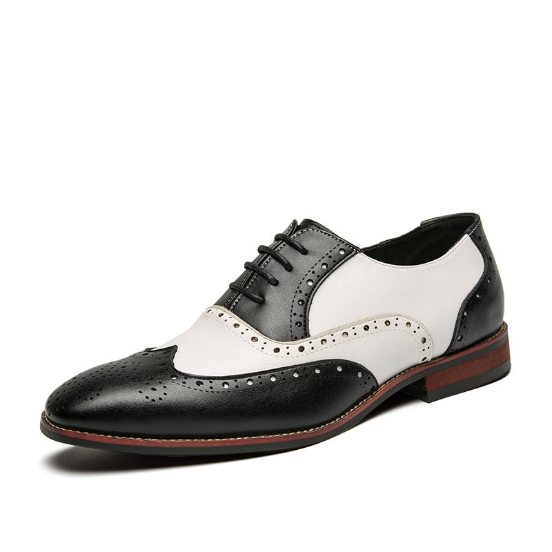 black Men's patchwork wingtip brogue oxfords shoes
