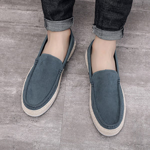 blue Men's platform canvas loafers