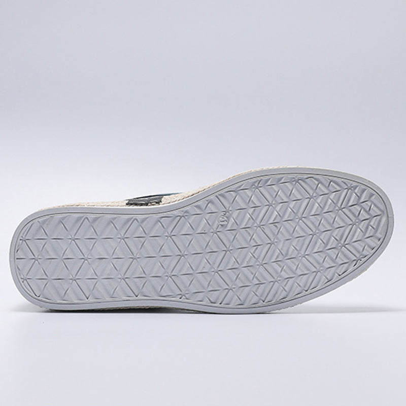 blue Men's platform canvas loafers