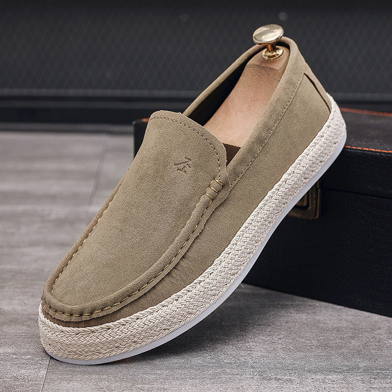 khaki Men's platform canvas loafers