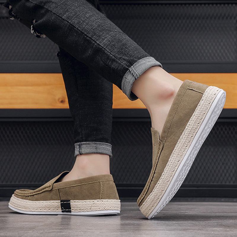 khaki Men's platform canvas loafers