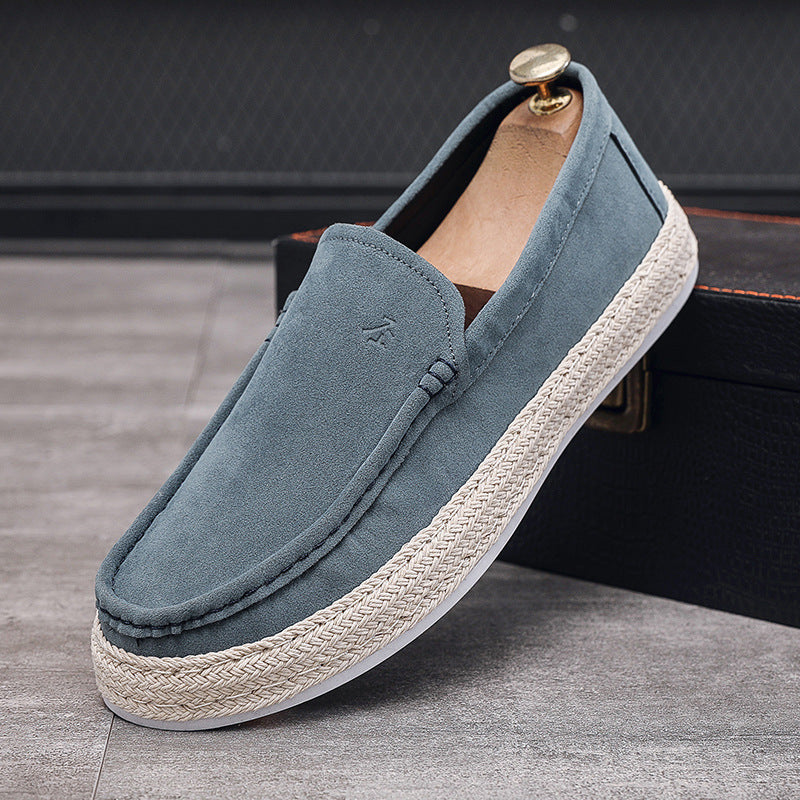 blue Men's platform canvas loafers