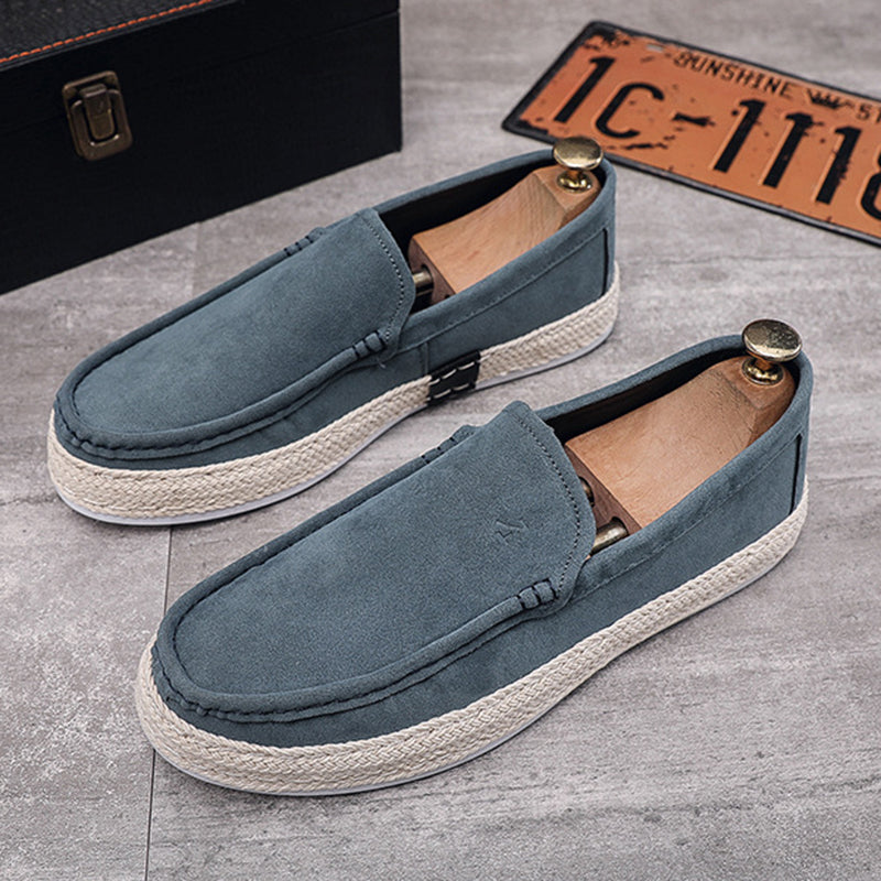 blue Men's platform canvas loafers