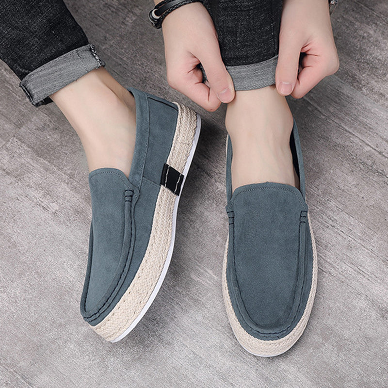 blue Men's platform canvas loafers