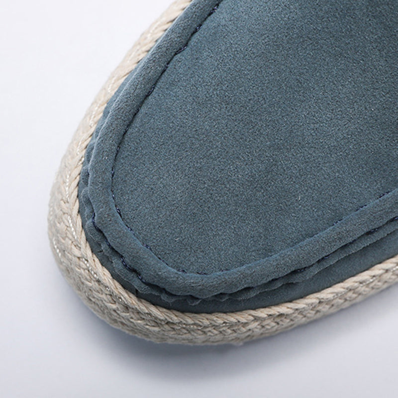 blue Men's platform canvas loafers