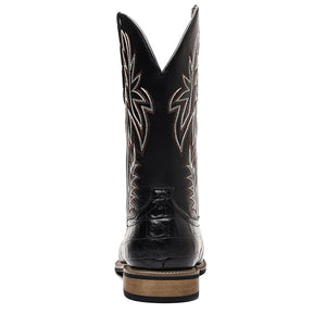 brown Men's retro embroidery pull-on mid calf cowboy boots