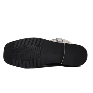 brown Men's retro embroidery pull-on mid calf cowboy boots