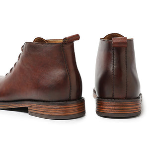 Men's retro lace-up leather boots formal dress shoes