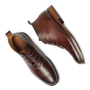Men's retro lace-up leather boots formal dress shoes