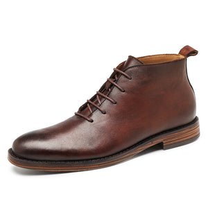 Men's retro lace-up leather boots formal dress shoes