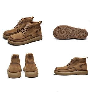 Men's retro leather lace-up booties