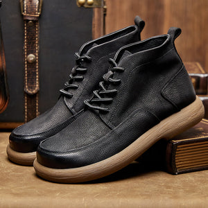 Men's retro leather lace-up booties