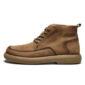 Men's retro leather lace-up booties