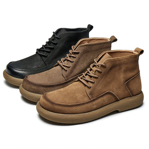 Men's retro leather lace-up booties