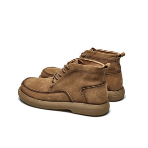 Men's retro leather lace-up booties