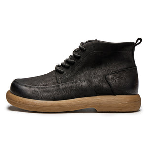 Men's retro leather lace-up booties
