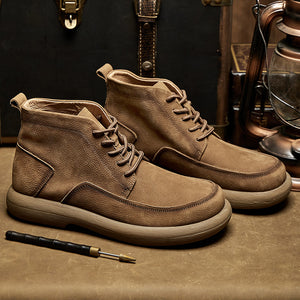 Men's retro leather lace-up booties