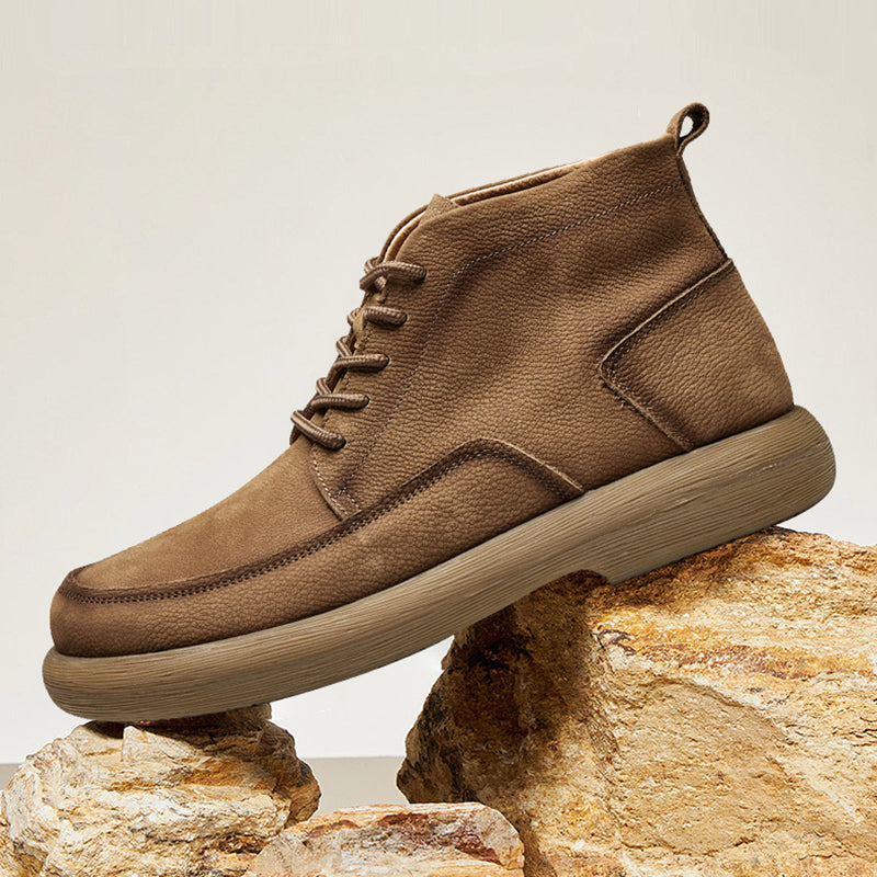 Men's retro leather lace-up booties