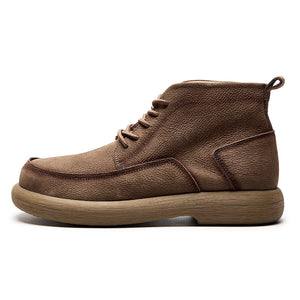 Men's retro leather lace-up booties