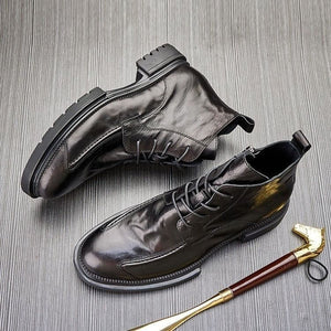 Men's retro side zipper ankle boots