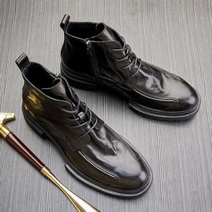 Men's retro side zipper ankle boots