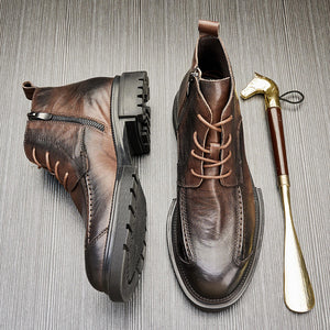 Men's retro side zipper ankle boots
