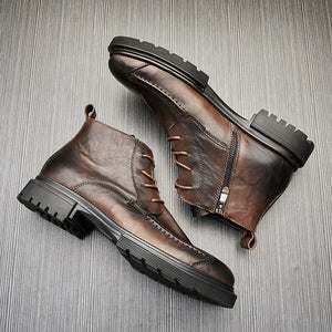 Men's retro side zipper ankle boots