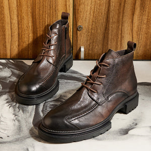 Men's retro side zipper ankle boots