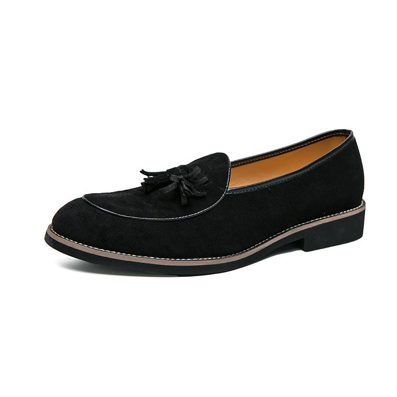 black Men's retro slip-on tassles loafers