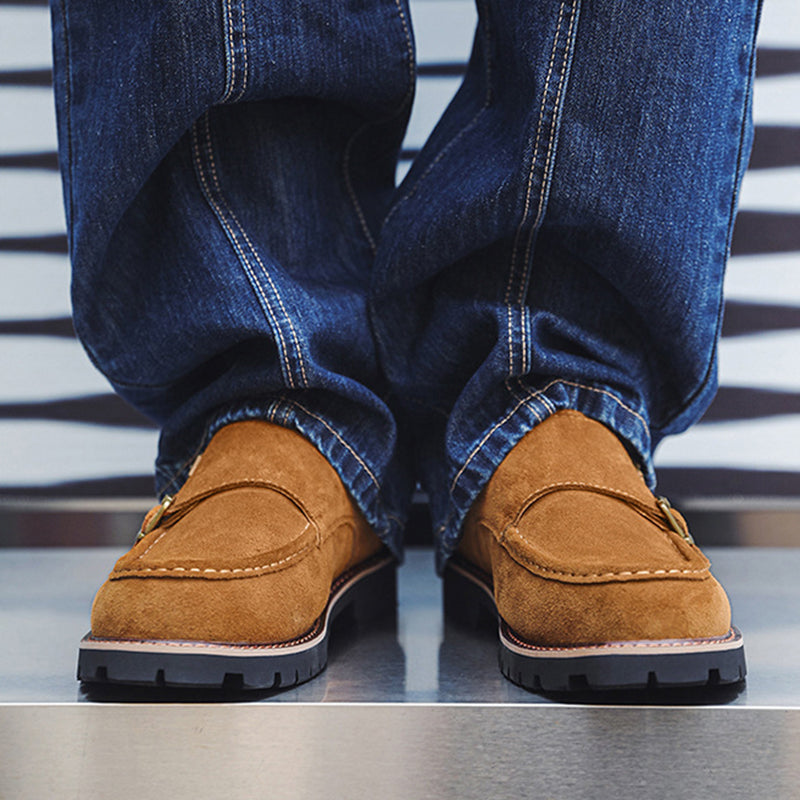 Men's suede monk loafers chunky sole
