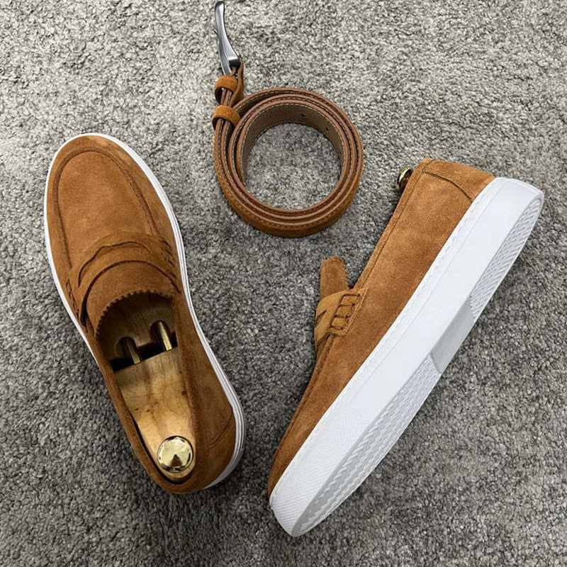 brown Men's suede penny loafers