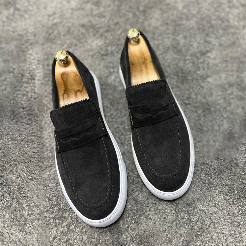 black Men's suede penny loafers