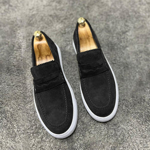black Men's suede penny loafers