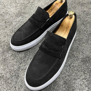 Men's suede penny loafers