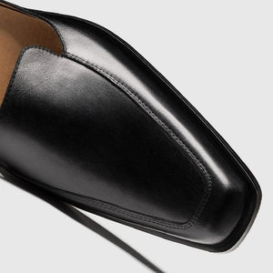 black Men's summer dress shoes with ankle strap