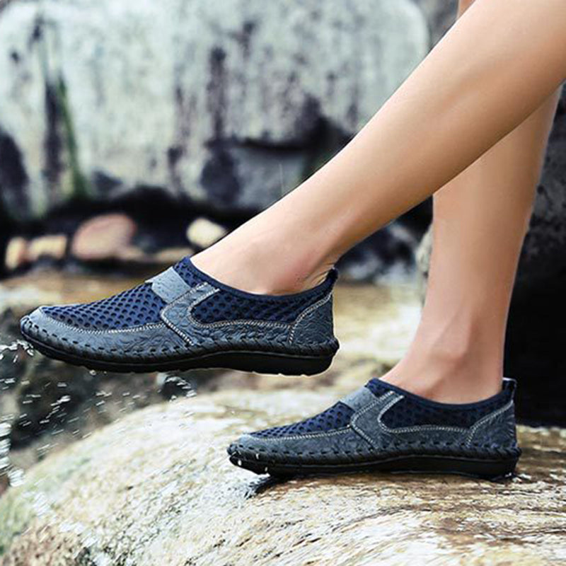 blue Men's summer mesh breathable slip-on loafers