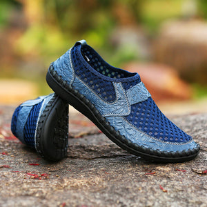 blue Men's summer mesh breathable slip-on loafers