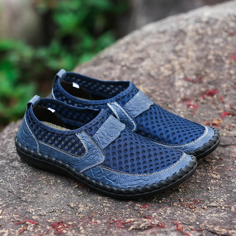 blue Men's summer mesh breathable slip-on loafers