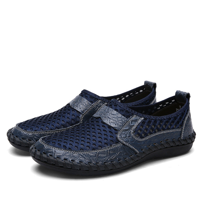 blue Men's summer mesh breathable slip-on loafers