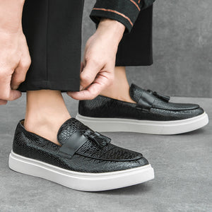 Men's textured tassels loafers spring summer slip-on platform loafers