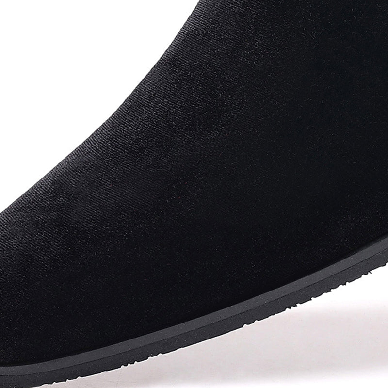 black Men's velvet slip-on loafers